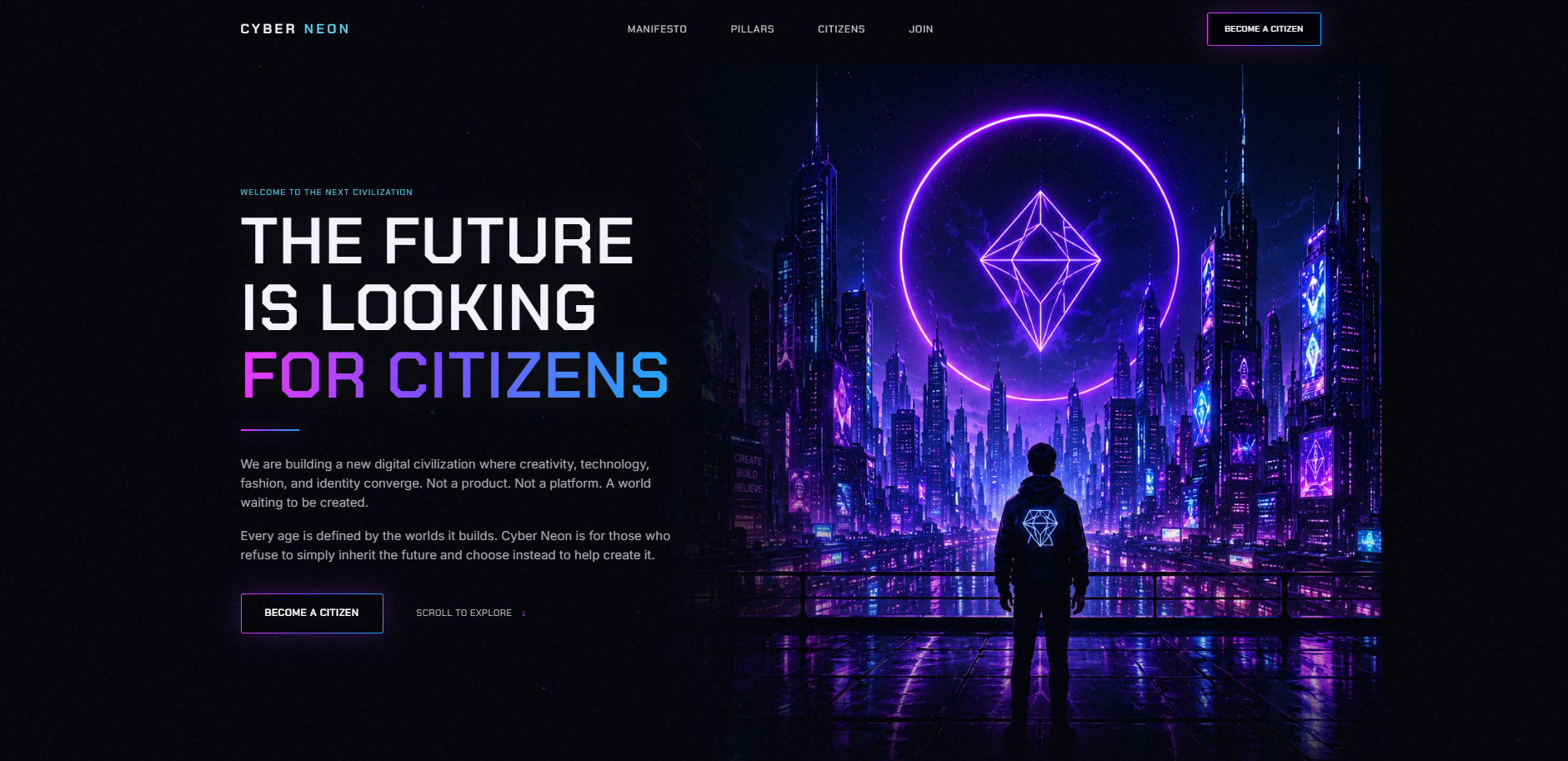 Cyber Neon futuristic website homepage